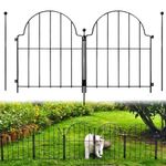 ecofynd 10 Pack Decorative Garden Fence 2ft(H) X 11.5ft(L), Rustproof Metal Wire Fencing Flower Bed Animal Barrier, Landscape Patio Yard Folding Ornamental Panel Border Edge Section for Dog, GF5