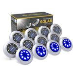 Solar Lights Outdoor Garden,12 Pack Solar Ground Lights,Waterproof Solar Garden Lights for Lawn Pathway Yard Landscape Walkway(Blue White)