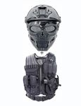 PJ Tactical Fast Helmet and Airsoft Mask Skull Full Mask ，Tactical Vest Outdoor Ultra-Light Breathable Training Vest Kit