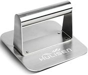 HULISEN Stainless Steel Burger Press, Heavy Duty Burger Smasher, Griddle Accessories Kit-Perfect for Flat Top Griddle Grill Cooking, 5.5 Inch Square Grill Press