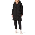 Amazon Essentials Women's Heavyweight Diamond Quilted Knee Length Puffer Coat, Black, Large