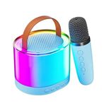 Qlect Karaoke Machine for Kids Adults, Mini Portable Blue-Tooth Karaoke Speaker with Wireless Microphone and Dynamic Lights Birthday Gift for Kids Boys Girls | Home KTV Outdoor Travel (Multicolor)