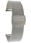 Bandini Mesh Watch Band, Metal Watch Bands For Men/Women, Fold Over Watch Band Clasp, Adjustable Length Watch Strap, 20mm Stainless Steel Watch Band, Silver Tone/Fine Mesh