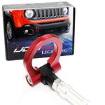 iJDMTOY Red Track Racing Style Tow Hook Ring Compatible with Jeep 2015-up Renegade Latitude, Sport, Limited Models (Except Trailhawk), Made of Lightweight Aluminum