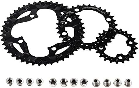 BUCKLOS 64/104 BCD Bike Chainring Set with Pin, Steel CNC Alloy Double/Triple MTB Chainring 22T 24T 26T 32T 38T 42T 44T 4 Bolts Mountain Bicycle Chainrings 8 9 10 Speed Compatible