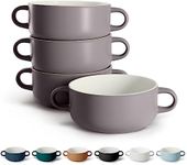 KooK Soup Crocks, Ceramic Bowls, Broil, Oven, Microwave and Dishwasher Safe, with Handles, For Casserole, Pasta, Cereal, 18 oz, Set of 4 (Mauve)