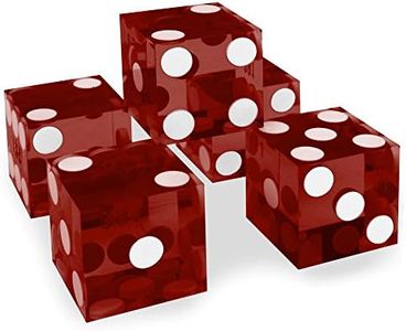 Brybelly Professional Casino Dice 19mm with Sharp Edges, Set of 5 - Precision Gambling Dice Set with Matching Serialized Numbers and Flat Face Pips for Craps and Other Casino Games - Red Dice Set
