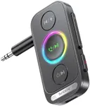 Syncwire Bluetooth 5.4 Aux Adapter for Car, Bluetooth 3.5mm Aux Receiver Wireless Audio Receiver for Home Stereo, Wired Headphone, Hands-Free Call, 22H Battery, Deep Bass, Colorful Light, Black