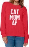 Awkward Styles Women's Cat Mom AF Sweatshirt Crewneck Gift for a Cat Mom Cat Owner Cat Lover Red 2XL