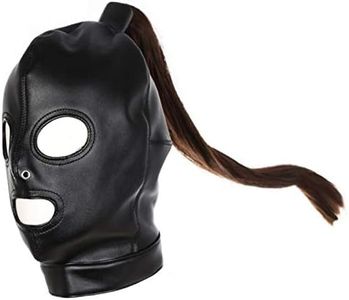 latanaumida MASCHERA SADOMASO CON CAPELLI RACCOLTI TUPPO SEXY DONNA CODA DI CAVALLO
