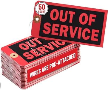 Out of Service Tags with Pre-Attached Wire Hangers, Set of 50 Equipment Repair and Inspection Tags, 13 pt Red Cardstock Hang Tag with Reinforced Eyelets, 6.22"x3.15"