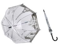 Best House Clear Transparent Folding Umbrella Windproof Rainproof Travel Umbrella Clear Printed Umbrella, Walking Stick Umbrellas Bubble Dome Shape (Pack of 1)