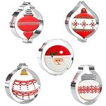 Orapink 5 Pieces Christmas Cookie Cutters -Stainless Steel Cookie Cutters -Christmas Ornament,Light Bulb,Round Cookie Cutters