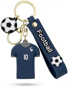 Thayrakn World Cup 2026 Cartoon Soccer Jersey Keychain, Rising No.10 Player Inspired PVC Football Key Ring with Football Charm, Backpack Keychain Soccer Gifts for Fans, France
