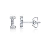 PAVOI 925 Sterling Silver CZ Simulated Diamond Stud Earrings Fashion Alphabet Letter Initial Earrings - I