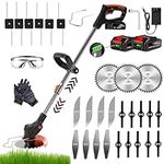 Garden Cordless Strimmer, 24v Metal Blade Electric Grass Trimmer, Height Adjustable Grass Trimmer, Lightweight Push Wheels Lawn Mower,For Garden Clearing Weeds Trees,5 Types Blades (style-1)