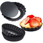 ANTOLE 5 Inch Tart Pan,Nonstick Mini Quiche Pan Removable Bottom Pie Dish Pan Tart Mold for Baking Set of 6