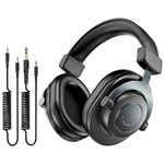 FIFINE Studio Recording Monitor Over-Ear Headphones, Wired Black Headphones with Passive Noise-Canceling for Gaming Podcasting Music, Compatible for PC/Phones/Mixer, 3.5mm and 6.35mm Audio Jack-H8