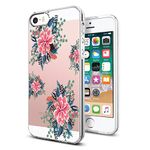Verco Phone Case for iPhone SE, Shockproof Bumper for Apple iPhone 5 5S Cover Silicone, Back Case clear with motive, spring flower