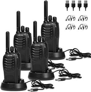 pofung Walkie Talkie Profesional PMR446 Walky Talky Radio, PT88E Largo Alcance Radiocomunicación Recargable Equipos Transmisores-Receptores, USB Carga, Auriculares, CTCSS, DCS, Luz LED(Negro, 2 Pare)