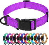 TagME Reflective Nylon Dog Collars, Adjustable Classic Dog Collar with Quick Release Buckle for Medium Dogs, Purple, 1.0" Width