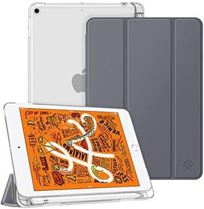 FINTIE Custodia con Apple Pencil Holder per iPad Mini 5 2019 - Sottile Leggero Semi-Trasparente Back Cover Case Protettiva con Auto Svegliati/Sonno per iPad Mini 2019 7,9 Pollici, Grigio Siderale