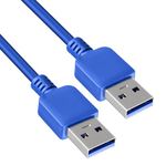 Storite 1.5 M USB 3.0 Type A Male to Type A Male Cable For Data Transfer Hard Drive Enclosures, Cooling Pad - Plain Version (Blue)