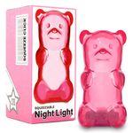 Gummygoods Squeezable Gummy Bear Night Light for Kids Room, Babies, Toddlers, Nursery | Rechargeable, Portable, Cordless, 60 Min Sleep Timer (Pink)