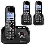 Amplicomms BigTel 1583 Cordless Big Button Phone for Elderly with Answer Machine Plus 2 Additional Handset - Loud Phones for Hard of Hearing - Hearing Aid Compatible Phones - Phones for Seniors