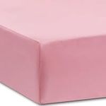Bedsure Double Fitted Sheet Deep - Bed Sheets Extra Deep Pocket 16 Inches (40 cm), Soft Brushed Polyester Microfiber Material for Double Bed, Pink, 135x190cm