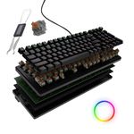 Kreo Hive Wired Full Size RGB Backlight Gaming Mechanical Keyboard, Customizable RGB, Mechanical Switches, NKRO, Metal Volume Knob, All Black Keycaps (All Black, Brown Switch)