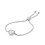 Michael Kors Stainless Steel and Pavé Crystal Heart Chain Bracelet for Women, Color: Silver (Model: MKJ5390040)