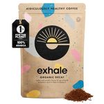 EXHALE Organic Ground Coffee - 225g Pack - Mycotoxin Free, Mould Free & Polyphenol Rich - For Cafetiere, Filter or AeroPress (Decaf Medium Roast, 225g)