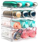 JUPELI Water Bottle Organiser for Cupboard, 4 Pack Stackable Water Bottle Storage, Water Bottle Holder for Tumbler Sport Flask Bottle Travel Mug, Wine Drink Rack for Kitchen Cupboard Fridge Organiser