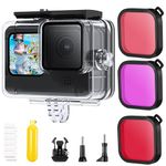 K&F Concept 21 in 1 Waterproof Case Housing Compatible with GoPro Hero 13 12 11 10 9 Black Dive Case with Underwater Filter Set 45 Metres Floating Handle Grip Accessories Anti-fog Kit