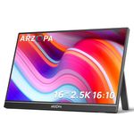 ARZOPA 2.5K Portable Monitor, 16 Inch 2560x1600 HDR 350nits 8bit QHD USB-C HDMI Laptop Monitor, 16:10 IPS Eye Care External Second Screen for Mac PC Phone PS4/5 Xbox (Z1RC)