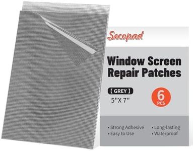 Secopad 5" x 7" Grey/Black Screen Repair Kit, 6 PCS Window Screen Patch Repair Tape for Mesh Window Door, Strong Adhesive Fiberglass Mesh Patch Tape