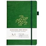 Sketch Pad A4 by Avocado and Spice® with Gift Box & Velvet Bag – Sketch Book for Artists - Blank Notebook A4 Drawing Pad - Faux Leather Vegan Friendly with 200 Thick Pages (Green, Plain)