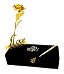 RELBEES Gold Rose, Love Stand with Velvet Gift Box and Gold Plated Crystal Filled Pen for Valentine Gift/Valentine Gift for Girlfriend,Boyfriend Special