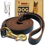 Leather Dog Leash 6ft x 3/4 inch,Strong Heavy Duty Genuine Leather Braided Dog Training Leash, Soft and Comfortable Leather Leash for Large Dogs, Medium Small Dogs (Brown)