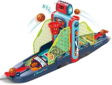 OLEOCA Tabletop Basketball Game — 2-Player Mini Basketball Game with Electronic Scoring & Timer, Two-Hoop Design for Desk Play, Moving Hoop Challenge for Kids