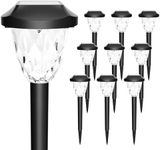 GIGALUMI 10 Pack Solar Outdoor Lights, Bright Solar Pathway Lights with Great Pattern, Waterproof Auto On/Off Solar Lights for Outside Garden Walkway Driveway Lawn Pathway