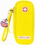 Jayour EpiPen Carrying Medical Case - Yellow Insulated Portable Bag with Zipper - for 2 EpiPen's, Auvi-Q, Asthma Inhaler, Small Ice Pack, Eye Drops, Allergy Medicine Essentials, Yellow, 1 Count (Pack of 1), Travel