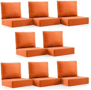 Outdoor Cushion Set for Furniture patio furniture,UV Resistant,Waterproof outdoor cushion set - 6 Inch thick foam garden cushions– 24x24 Inch Patio Seat Covers for Chair/Sofa/Couch | Orange | 8-pack |