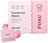 Dew Well - Deodorant Wipes - A Fresh Start When You’re On the Go - Aluminum, Paraben, and Sulfate Free - Rose Scent - 50 Individually Wrapped Wipes