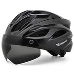 Victgoal Adults Bike Helmet for Men Women Detachable Magnetic Goggle Visor Bicycle Helmet with LED Rear Light Cycling Road Mountain Cycle Helmet (Black)