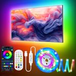 DTQJ LED Lights for TV 65 inch, 5m TV LED Backlight TV Lights Behind LED for TV 55-70 inch, ICRGB LED Strip Lights with Remote Bluetooth APP Control, USB LED Lights for Bedroom Room Decorations