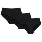 KNIX Teen Girls Leakproof Period Underwear Boyshort 3-Pack – Heavy Flow Protection, Absorbs 4–7 Super Tampons - Black, Large