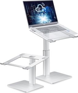 Supamir Adjustable Laptop Stand for Desk, DJ Laptop Riser, Standing Desk Converter, Support Working on Computer Standing, Compatible with MacBook, Dell, HP and All 13" - 16.5" Notebooks, Shiny Silver