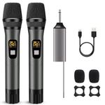 voijump Wireless Microphones, Metal UHF Dual Handheld Dynamic Mic System,Microfonos Inalambricos with Rechargeable Receiver,160ft Range,for Karaoke, Speech, Wedding, Church, PA System,Singing Machine